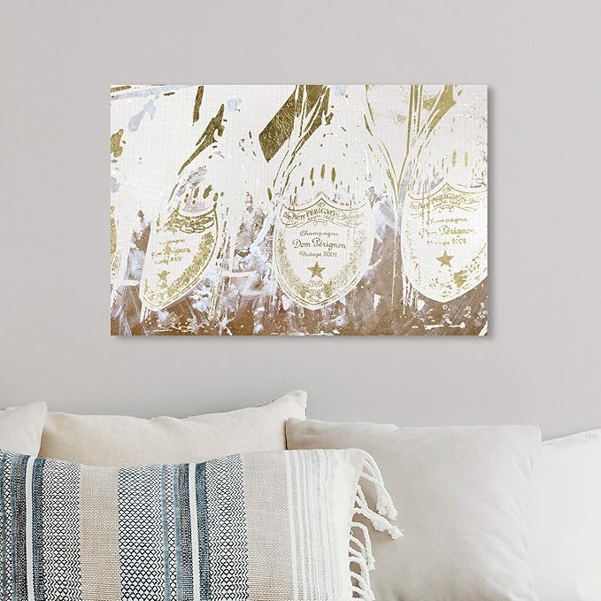 The Oliver Gal Artist Co. Drinks and Spirits Wall Art Canvas Prints Showers' Champagne Home Décor, 15 in x 10
