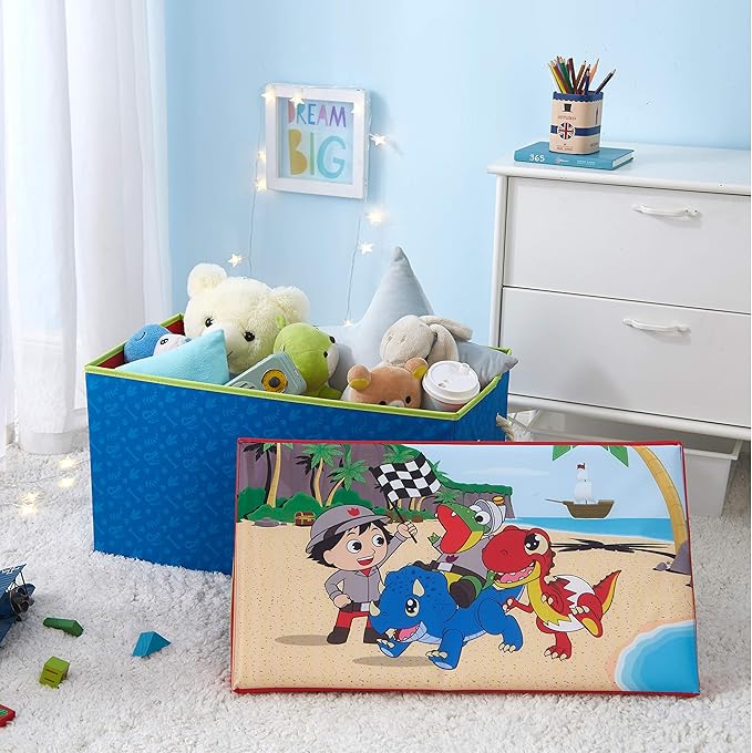Ryan's World Collapsible Toy Storage Bench and Ottoman, 14.5" H x 14.5" D x 25" L