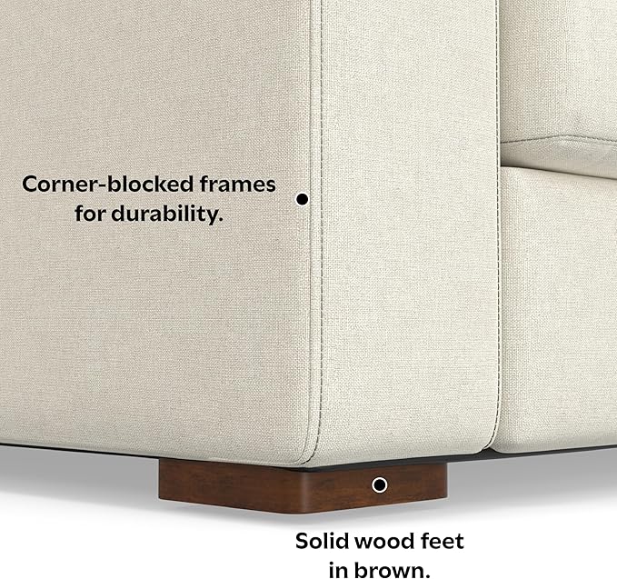 SIMPLIHOME Charlie Right-Facing Sectional Sofa in 100% Recycled Polyester Tightly Woven Performance Fabric, Cream, 122-inches Wide, Handcrafted Contemporary Style L-Shaped Couch with Chaise