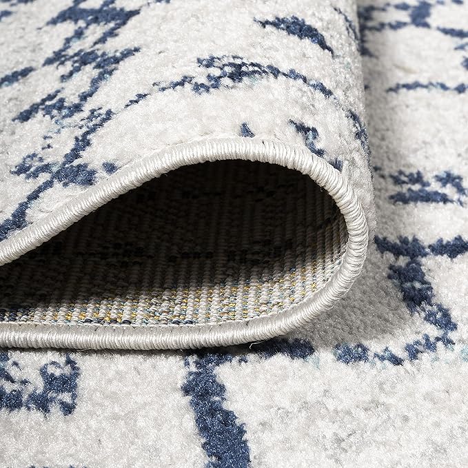 JONATHAN Y Boho Vintage Diamond Cream/Navy Runner Rug 2X8 ft, Moroccan Hype for Living Room, Bedroom, Kitchen, Office, Easy-Cleaning, High Traffic, Pet-Friendly, Non-Shedding (MOH101F-28)