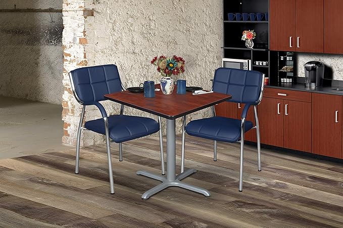 Regency Cain 30" Square X-Base Breakroom Table – Scratch Resistant Laminate Café Table for Lunchroom, Coffee Shops and Commercial Office Spaces (Cherry, Grey Legs)