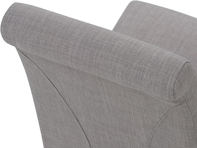 SIMPLIHOME Avalon Dining Chairs - Upholstered Solid Hardwood and Linen-Style Fabric Parsons Chair Set in Dove Grey, Contemporary Dining Room Seating with Curved Back and Cushioned Seat (Set of 2)