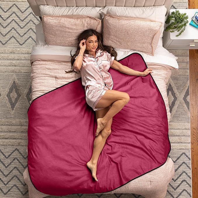 Avana Waterproof Throw - Sensual Blanket for Adults - Made in The USA - Regular Size, Micro-Velvet Red
