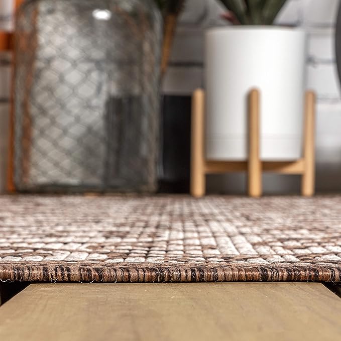 JONATHAN Y Vintage Filigree Indoor Outdoor Area Rug 4X6 Taupe/Espresso, Madrid Textured Weave for Backyard, Patio, Porch, Easy-Cleaning, High Traffic, Pet-Friendly, Non-Shedding (SMB107C-4)