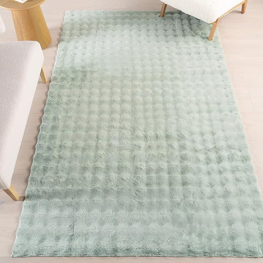 Nuloom Jeni Green, 5' x 8', Solid Faux Rabbit, Fluffy and Cozy, High Traffic, Stain Resistant, Easy Clean, Durable Washable Area Rug for Bedroom, Living Room, Dining, Den, Foyer, Entryway