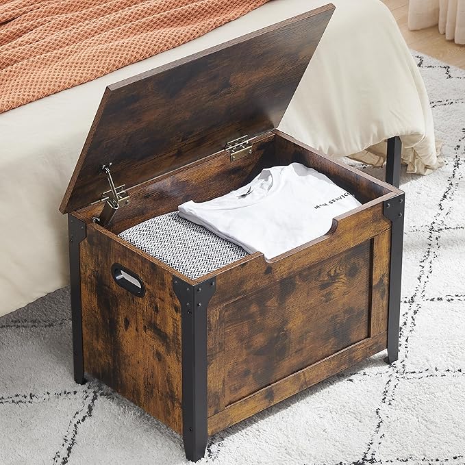 GarveeHome 23.6 in Storage Chest, Wooden Storage Bench with Safety Hinge, Easy Assembly, Large Shoe Bench for Entryway, Living Room, Bedroom