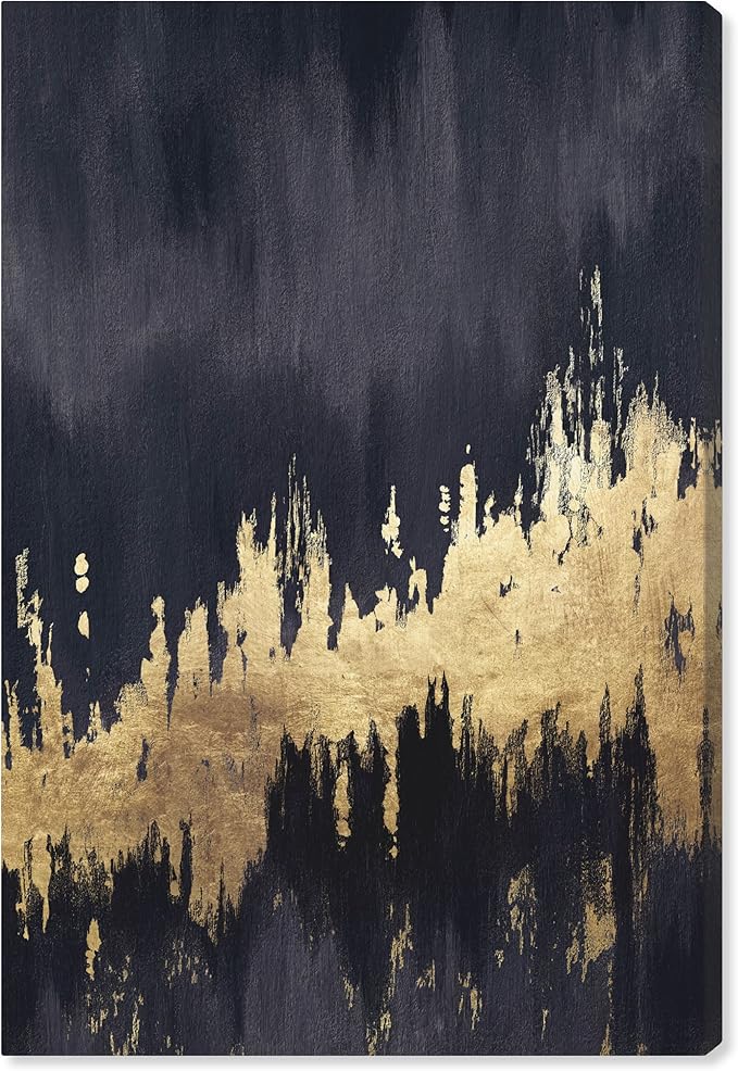 The Oliver Gal Artist Co. Modern 30 in x 20 in, Late Night Sky, Canvas Wall Art, Living Room, Black