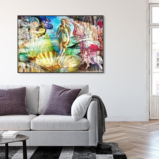 The Oliver Gal Artist Co. Spiritual and Religious Wall Art Framed Canvas Prints 'Birth of Venus - Botticelli' Zodiac