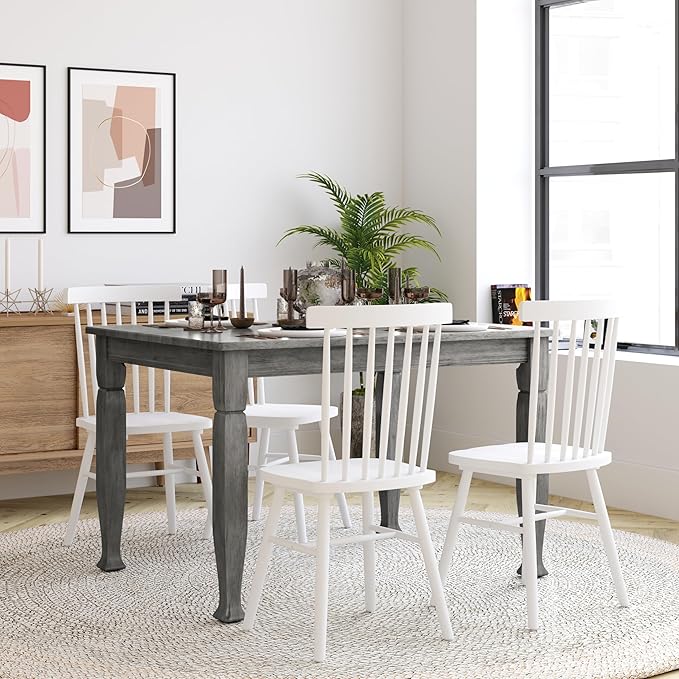 Taylor & Logan Lennox 47" Solid Wood Dining Table in an Antique Gray Finish, Seating for 4, Stylish Turned Wooden Legs, Perfect for Hosting or Everyday Meals