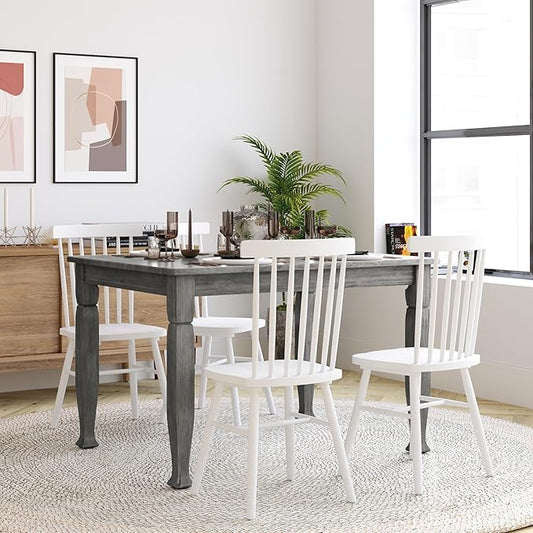 Taylor & Logan Lennox 47" Solid Wood Dining Table in an Antique Gray Finish, Seating for 4, Stylish Turned Wooden Legs, Perfect for Hosting or Everyday Meals
