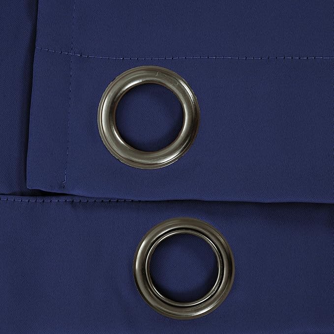 Lush Decor Insulated Grommet Blackout Window Curtain Panels, Pair, 52" W x 84" L, Navy - Classic Modern Design - Chic Window Decor - Long Curtains For Living Room, Bedroom, Or Dining Room