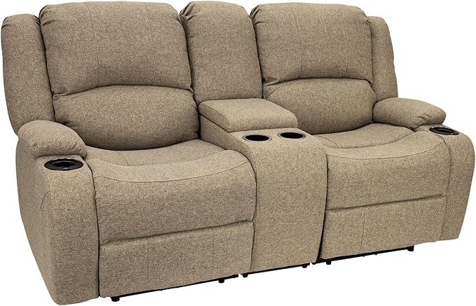 RecPro Charles Powered Double Recliner Sofa & Loveseat | Wall Hugger RV Furniture, Cloth (Oatmeal, 70")