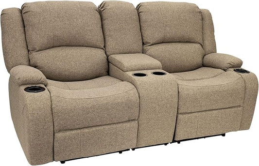 RecPro Charles Powered Double Recliner Sofa & Loveseat | Wall Hugger RV Furniture, Cloth (Oatmeal, 70")