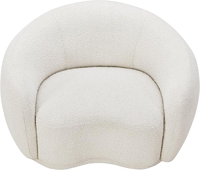 Meridian Furniture 693Cream-C Hyde Collection Modern | Contemporary Boucle Fabric Upholstered Accent Chair with Rounded Back, Cream, 42" W x 38" D x 27.5" H