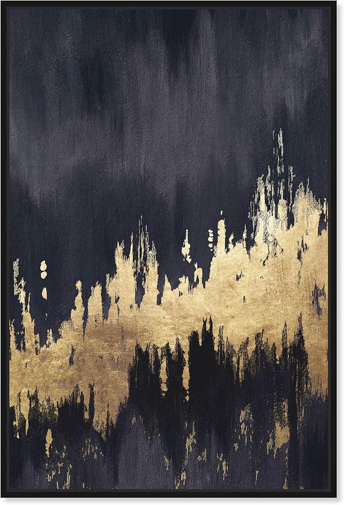 The Oliver Gal Artist Co. Modern 24 in x 16 in, Late Night Sky, Canvas Wall Art, Living Room, Black