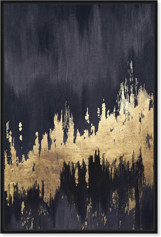 The Oliver Gal Artist Co. Modern 24 in x 16 in, Late Night Sky, Canvas Wall Art, Living Room, Black