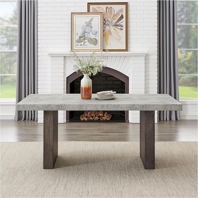 Roundhill Furniture Sorlen Modern 72" Dining Table with 3D Faux Concrete Top