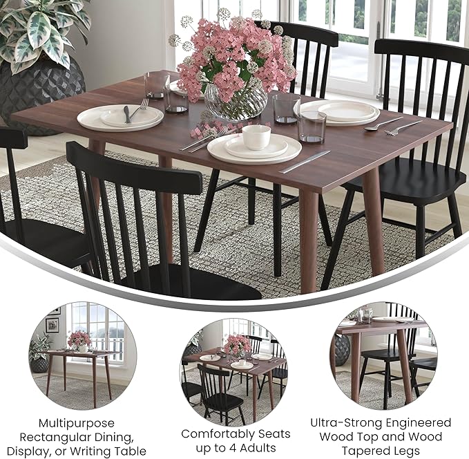 Taylor & Logan Haisley Dark Walnut 47" Mid-Century Modern Wood Dining Table
