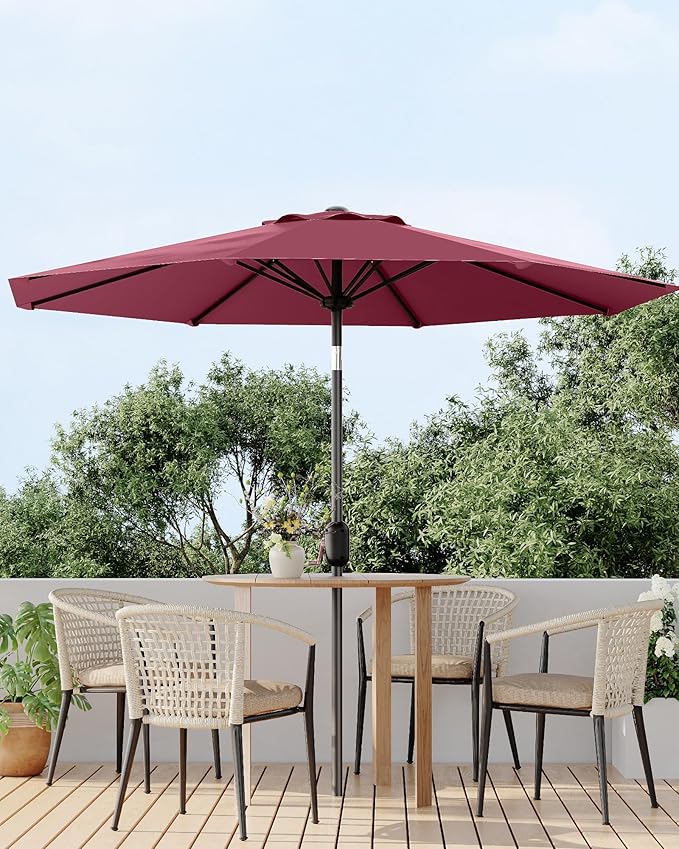 GarveeLife Outdoor Patio Umbrella, Table Market Umbrella with Push Button Tilt and Crank, 8 Sturdy Ribs UV Protection Waterproof for Garden, Deck, Backyard, Pool