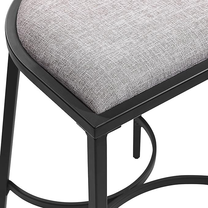 Crosley Furniture Ellery Upholstered Seat Counter Height Bar Stools Set of 2, Gray/Matte Black