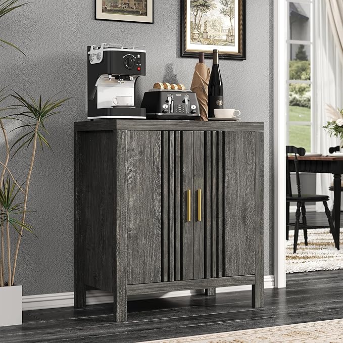 Sideboard Buffet Cabinet with Storage, Farmhouse Storage Cabinet Kitchen Buffet Cabinets, Wood Coffee Bar Sideboard for Kitchen, Entryway, Living Room, Grey Oak