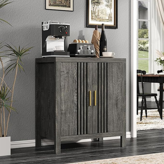 Sideboard Buffet Cabinet with Storage, Farmhouse Storage Cabinet Kitchen Buffet Cabinets, Wood Coffee Bar Sideboard for Kitchen, Entryway, Living Room, Grey Oak