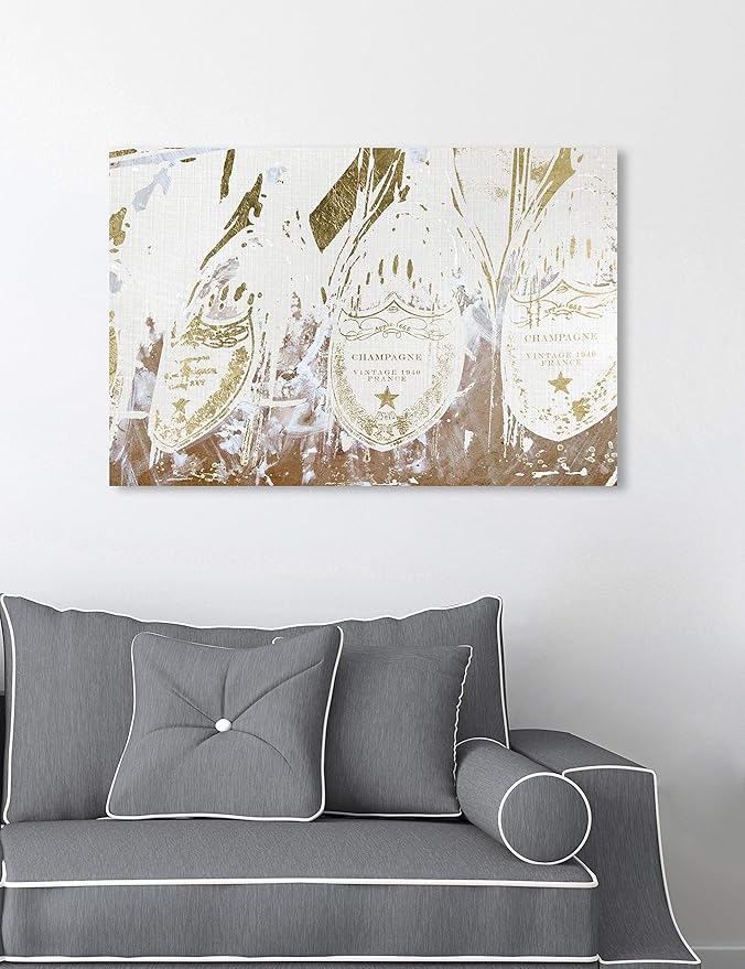 The Oliver Gal Artist Co. Drinks and Spirits Wall Art Canvas Prints 'Vintage Champagne Home Décor, 24" x 16", Gold, White