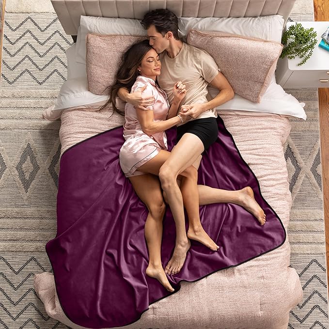 Avana Waterproof Throw - Sensual Blanket for Adults - Made in The USA - Regular Size, Micro-Velvet Purple
