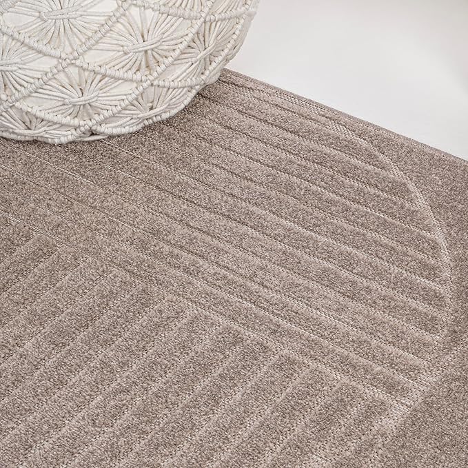 JONATHAN Y Nordby High-Low Arch Striped Indoor/Outdoor Area Rug, 3x5, Taupe/Beige, for Patio, Backyard, Living Room, Bedroom, Office, Hose-Washable (SCN104D-3)