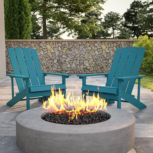 Flash Furniture Charlestown Poly Resin Adirondack Chair - Sea Foam - All Weather - Indoor/Outdoor - Set of 2