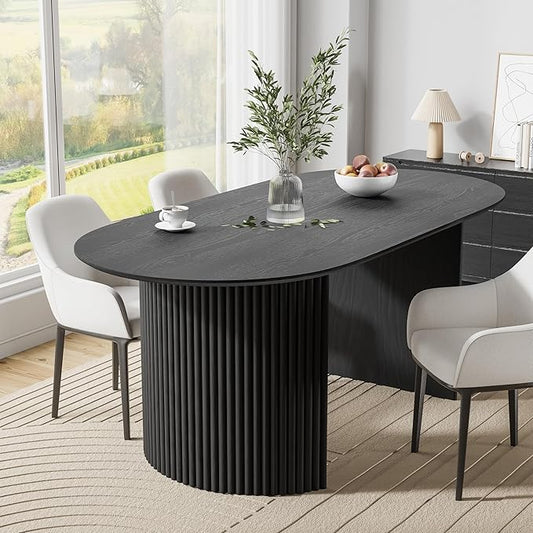 Casaphoria 67" Oval Dining Table, Modern Kitchen Table for 4-6, Farmhouse Style Large Table, Easy Assembly for Living Room, Kitchen and Bar, Black