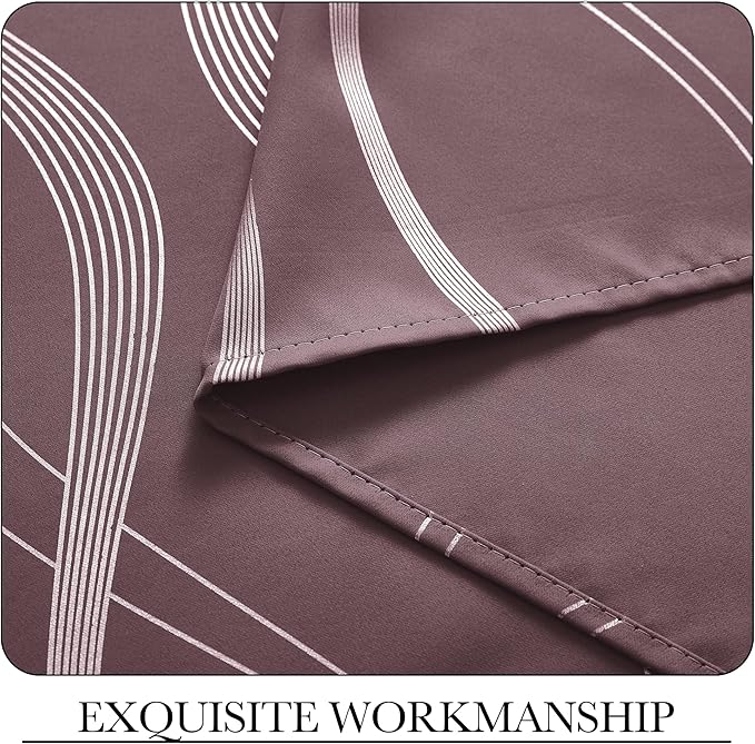 NICETOWN Dry Rose Blackout Curtain Panels 84 for Living Room and Bedroom 2 Panels, 52 x 84, Noise Reducing Thermal Insulated Wave Line Foil Print Design Window Treatments for Patio Sliding Glass Door