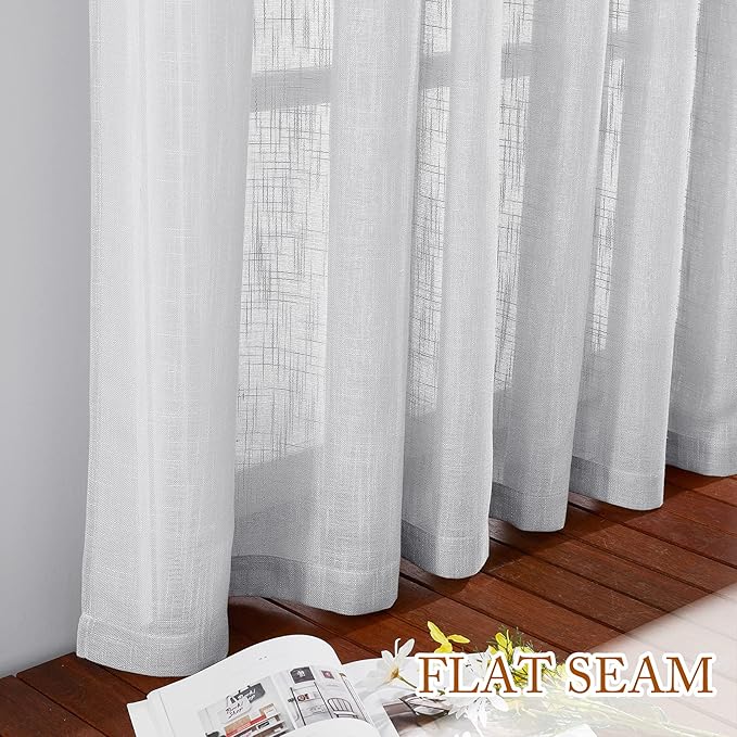 NICETOWN Semi Sheer Curtains 63 inches Long, Rod Pocket & Back Tab Privacy & Light Filter Vertical Window Treatments for Bedroom/Office/Living Room, 52" W x 63" L, Silver Grey, 2 PCs