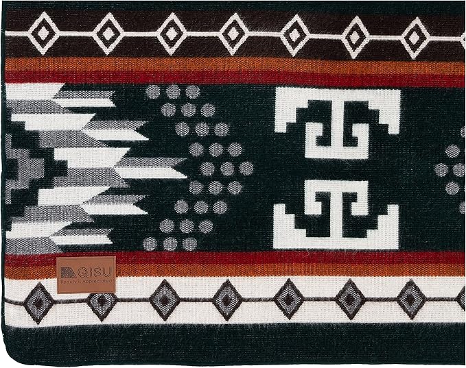 QISU Wool Blanket Throw | Large, Beautiful, Warm, Variegated, Handmade in Ecuador by Local Artisans | 94″ x 78″ | Ultra-Soft, Hypoallergenic, Breathable | Non-Itchy or Scratchy Fabric (Collard Trogon)