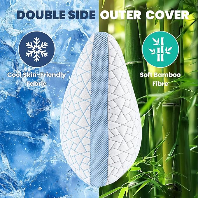 A-Pce Adjustable Pillow, King Size Set of 2 Bed Pillows for Sleeping, Luxury Shredded Memory Foam Pillows, Cooling Pillow for Side, Back, Stomach Sleepers, Firm Pillow for Hot Sleepers Neck Support