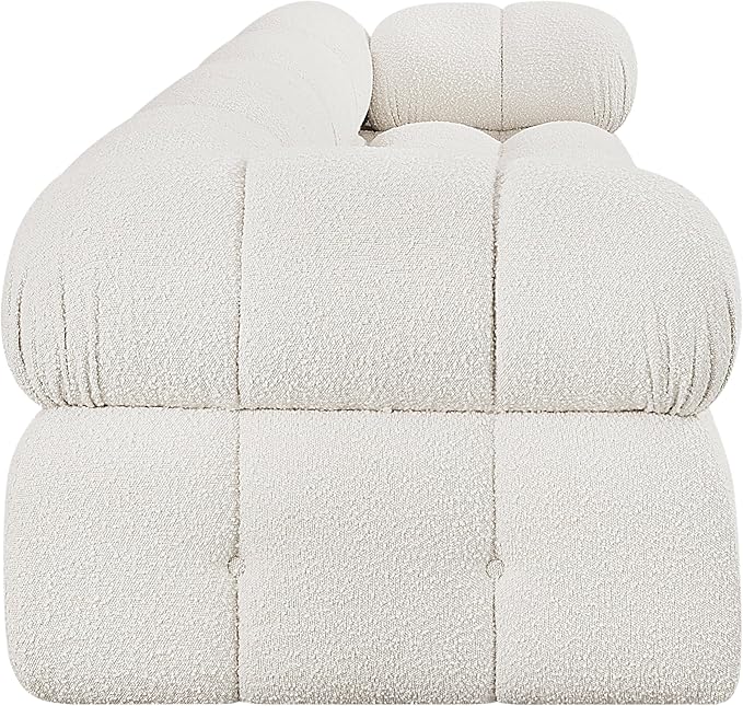 Meridian Furniture 611Cream-S136A Ames Collection Modern | Contemporary Modular Sofa with Rich Cream Boucle Fabric, Modular to Create Infinite Configurations, 136" W x 34" D x 28" H, Cream