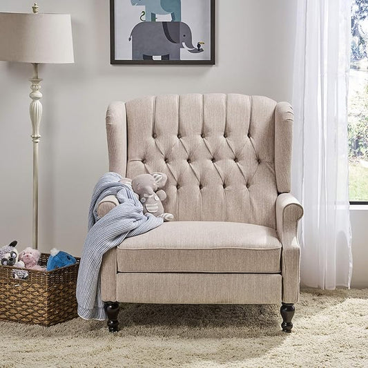 Christopher Knight Home Salome Push Back Recliner, Beige, Dark Brown