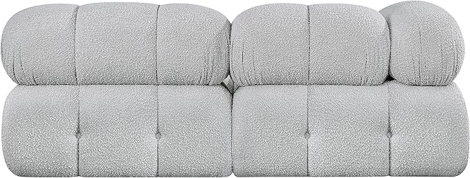 Meridian Furniture 611Grey-S68A Ames Collection Modern | Contemporary Modular Sofa with Rich Grey Boucle Fabric, Modular to Create Infinite Configurations, 68" W x 34" D x 28" H, Grey