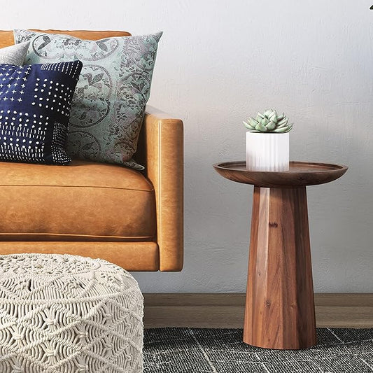 SIMPLIHOME Dayton End Table - 13 inch Wide Solid Acacia Wood Round Accent Table in Light Cognac, Handcrafted Contemporary Nightstand or Lamp Stand for Living Room with Textured Finish, Assembled