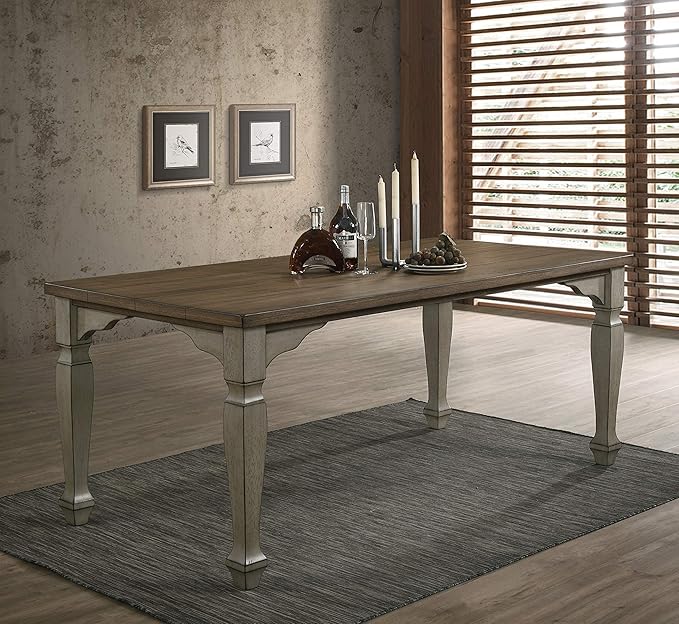 Roundhill Furniture Breda Two-tone Wood Dining Table, Antique Gray and Dark Oak