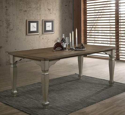 Roundhill Furniture Breda Two-tone Wood Dining Table, Antique Gray and Dark Oak