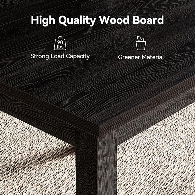 LITTLE TREE 39 Inches Square Dining Table for 4 People, Black Wooden Kitchen Table Small Dinner Table, Modern Dining Room Tables for Living Room, Kitchen