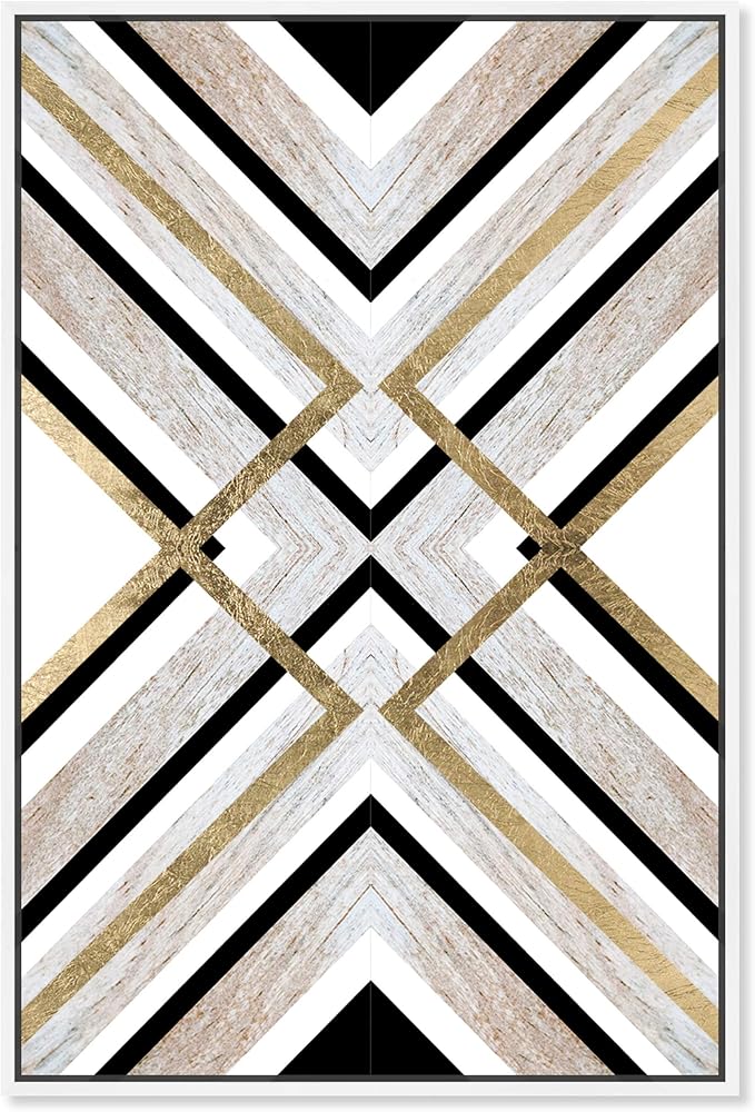 The Oliver Gal Artist Co. Abstract Framed Wall Art Canvas Prints 'Earthy Lux' Geometric Home Décor, 20" x 30", Brown, Gold