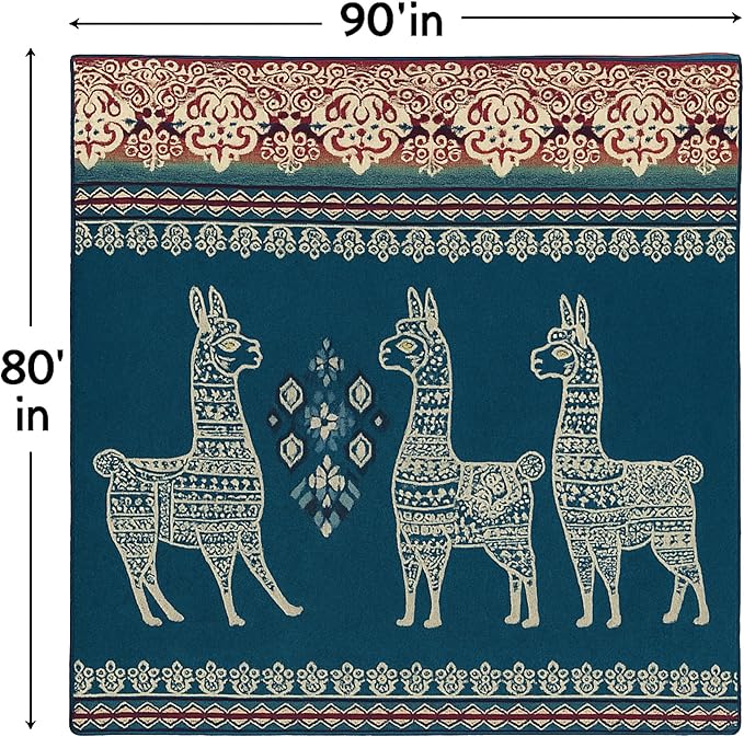 Tommy Lion - Alpaca Wool Blanket 80x90 in, Hypoallergenic, Soft, Lightweight, Handwoven. Queen Size. Made in Ecuador. 100% natural.