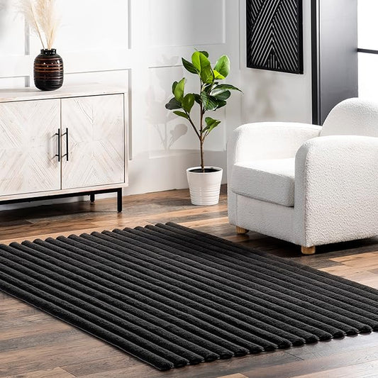 Nuloom SuperiorWash Collection Kai Charcoal, 7'6" x 9'6", Fluffy and Cozy, High Traffic, Stain Resistant, Easy Clean, Durable Washable Area Rug for Bedroom, Living Room, Dining, Den, Foyer, Entryway