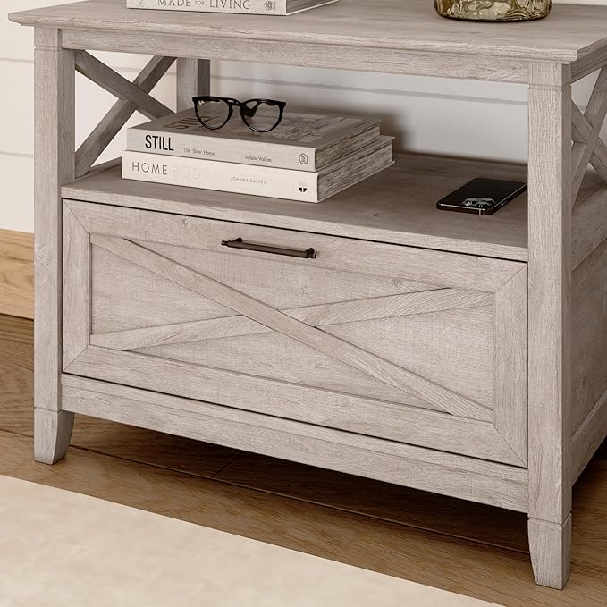 Bush Home 32-inch Nightstand with Drawer, Bedroom Furniture, Key West Collection, Washed Gray