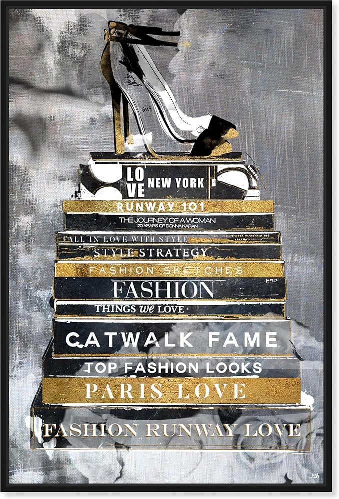 The Oliver Gal Artist Co. Fashion and Glam Wall Art Framed Canvas Prints 'Fashion Thoughts Noir Classic' Shoes
