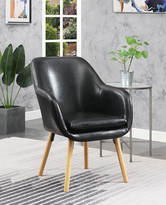 Convenience Concepts Take a Seat Charlotte Accent Chair, Black Faux Leather