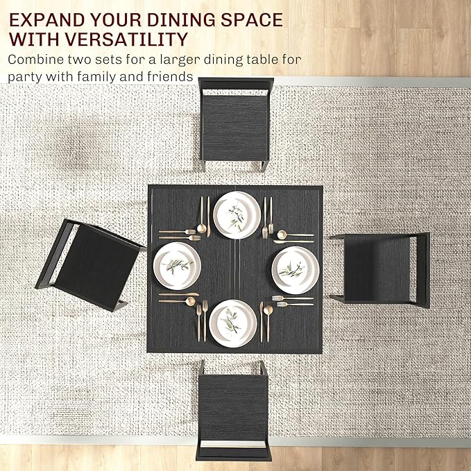 HOMCOM 3-Piece Industrial Dining Table Set for 2, Kitchen Table and Chairs, Dining Room Sets for Small Spaces, Black