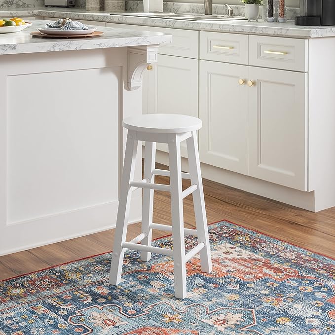 Zeke White 24" Counter Stool with Round Seat by Linon